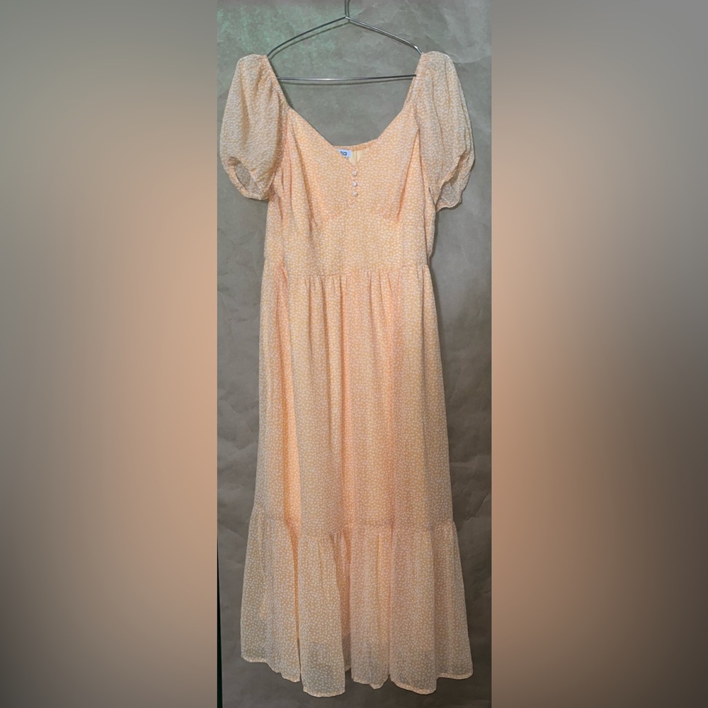 Tea length yellow floral dress
